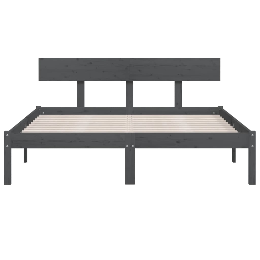 Bedframe Massief Grenenhout 200 x 200 cm Grijs