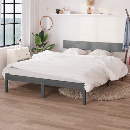 Bedframe Massief Grenenhout 200 x 200 cm Grijs