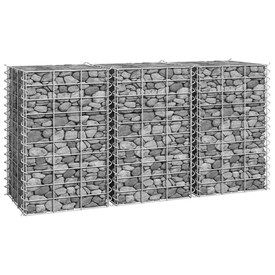 Gabion Plantenbakken 3 St Verhoogd 30X30X50 Cm Ijzer 30 x 30 x 50 cm (3 pcs)