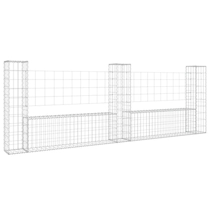 Schanskorf U-vormig met 3 palen 260x20x100 cm ijzer 260 x 20 x 100 cm