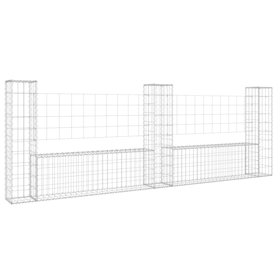 Schanskorf U-vormig met 3 palen 260x20x100 cm ijzer 260 x 20 x 100 cm