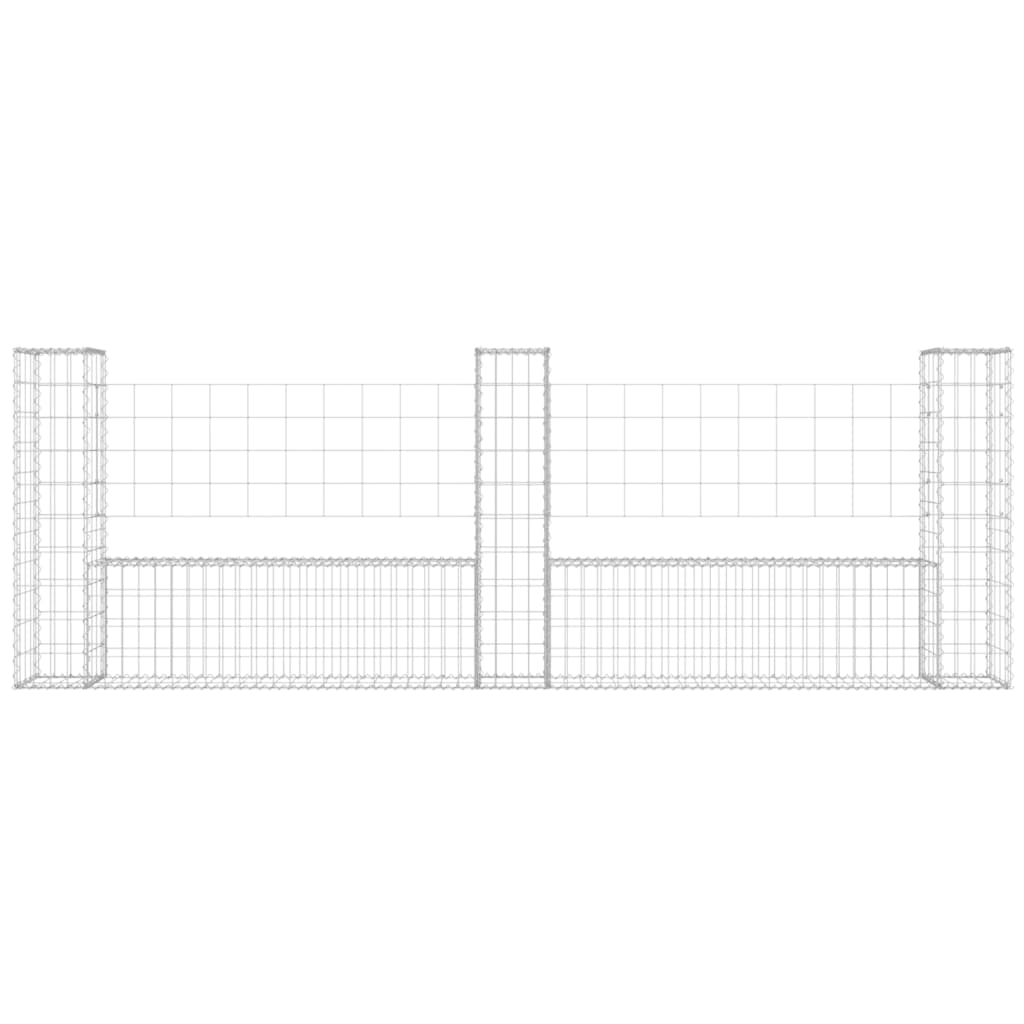 Schanskorf U-vormig met 3 palen 260x20x100 cm ijzer 260 x 20 x 100 cm