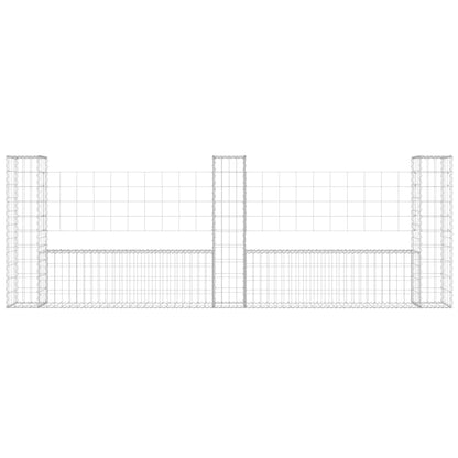 Schanskorf U-vormig met 3 palen 260x20x100 cm ijzer 260 x 20 x 100 cm