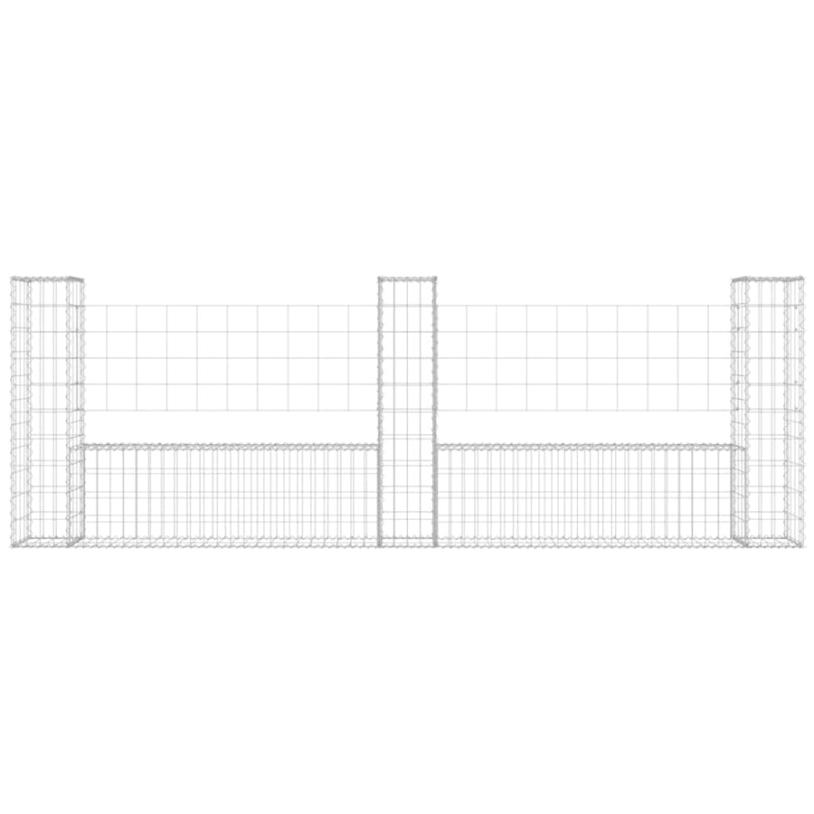 Schanskorf U-vormig met 3 palen 260x20x100 cm ijzer 260 x 20 x 100 cm
