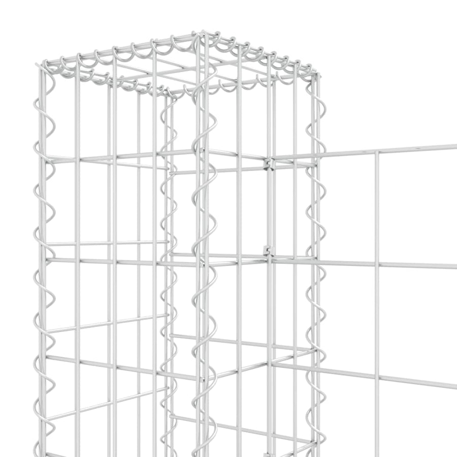 Schanskorf U-vormig met 3 palen 260x20x100 cm ijzer 260 x 20 x 100 cm