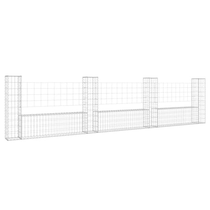 Schanskorf U-vormig met 4 palen 380x20x100 cm ijzer 380 x 20 x 100 cm