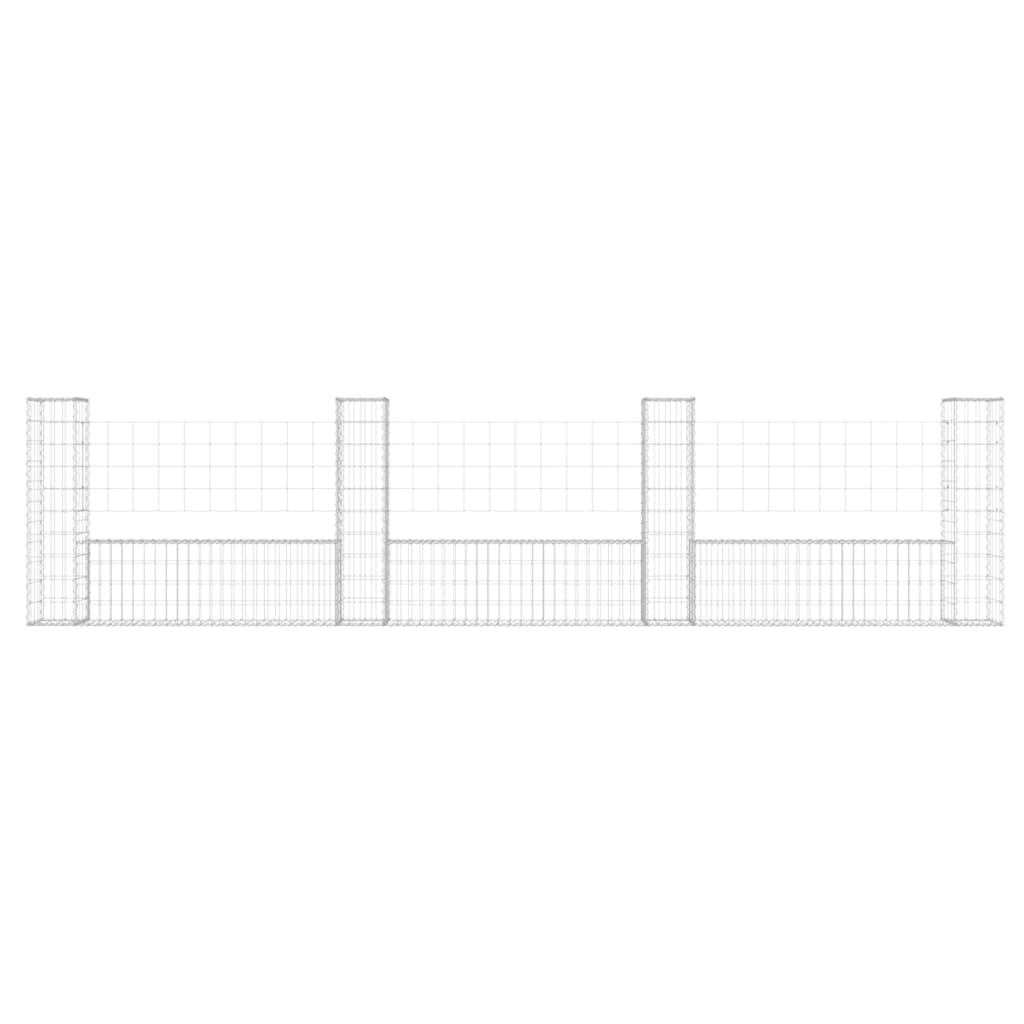 Schanskorf U-vormig met 4 palen 380x20x100 cm ijzer 380 x 20 x 100 cm