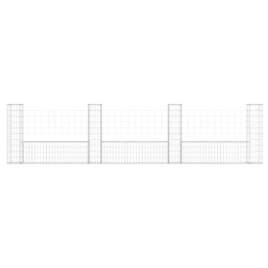 Schanskorf U-vormig met 4 palen 380x20x100 cm ijzer 380 x 20 x 100 cm
