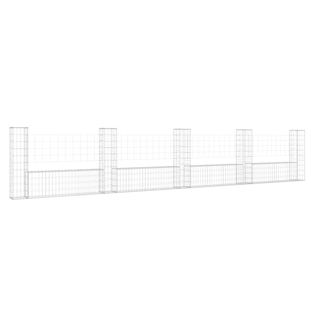Schanskorf U-vormig met 5 palen 500x20x100 cm ijzer 500 x 20 x 100 cm