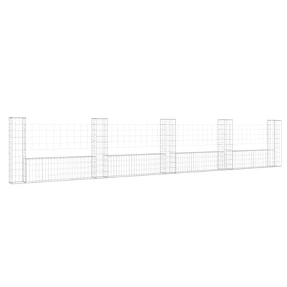 Schanskorf U-vormig met 5 palen 500x20x100 cm ijzer 500 x 20 x 100 cm