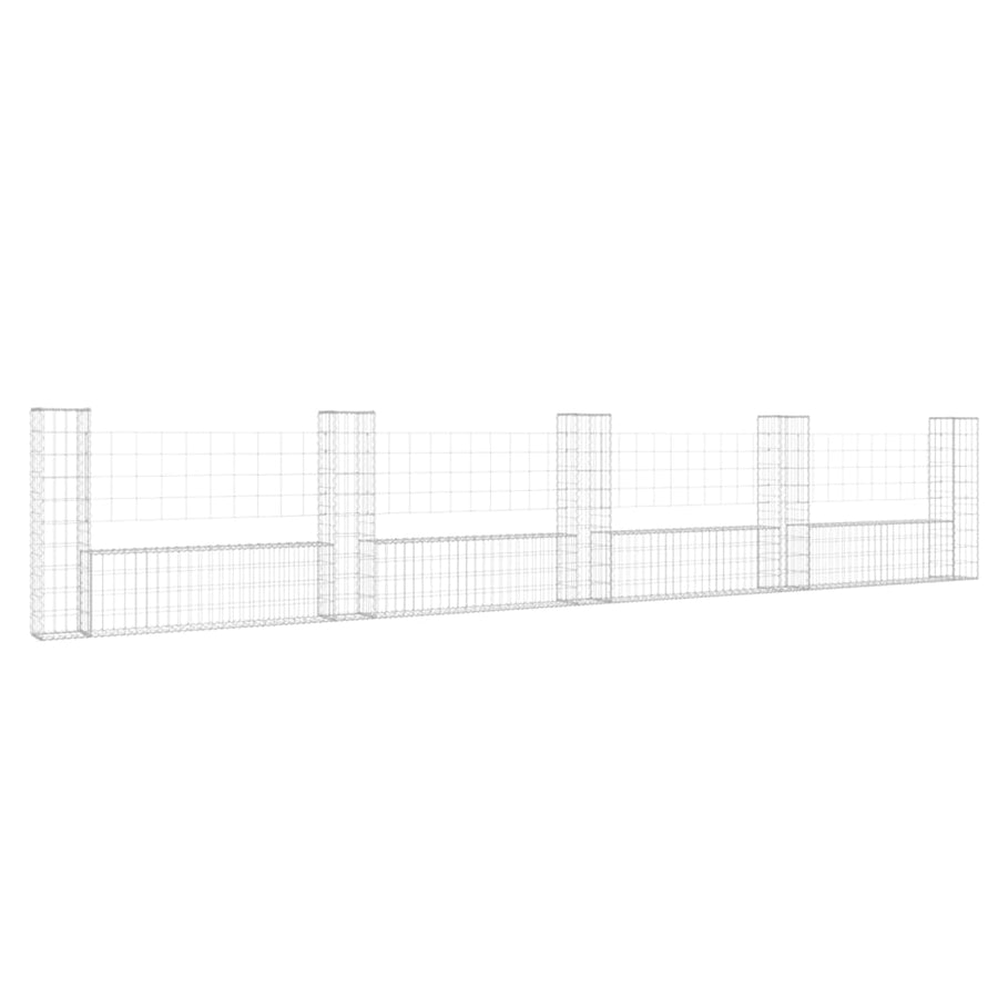 Schanskorf U-vormig met 5 palen 500x20x100 cm ijzer 500 x 20 x 100 cm