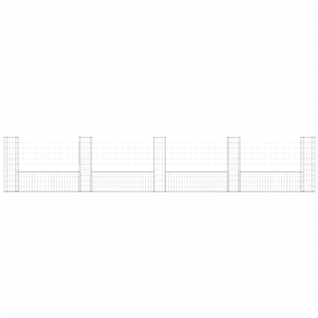 Schanskorf U-vormig met 5 palen 500x20x100 cm ijzer 500 x 20 x 100 cm