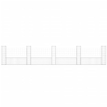 Schanskorf U-vormig met 5 palen 500x20x100 cm ijzer 500 x 20 x 100 cm