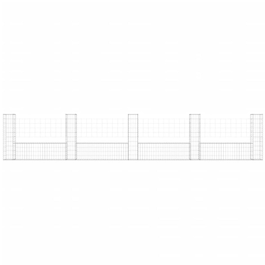 Schanskorf U-vormig met 5 palen 500x20x100 cm ijzer 500 x 20 x 100 cm