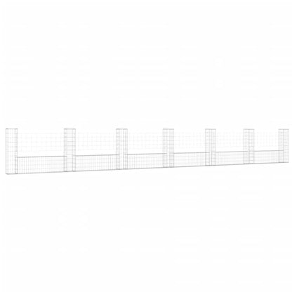 Schanskorf U-vormig met 7 palen 740x20x100 cm ijzer 740 x 20 x 100 cm