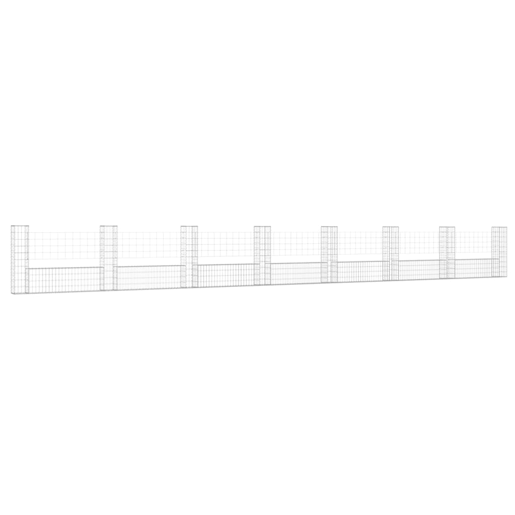 Schanskorf U-vormig met 8 palen 860x20x100 cm ijzer 860 x 20 x 100 cm