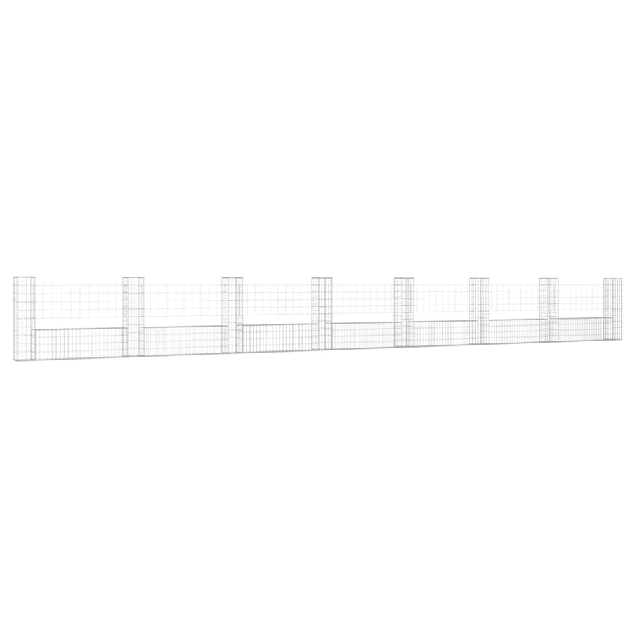 Schanskorf U-vormig met 8 palen 860x20x100 cm ijzer 860 x 20 x 100 cm