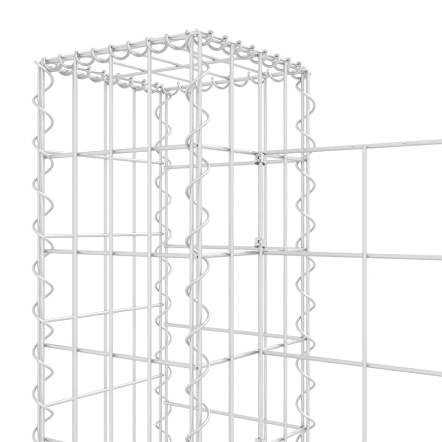 Schanskorf U-vormig met 8 palen 860x20x100 cm ijzer 860 x 20 x 100 cm