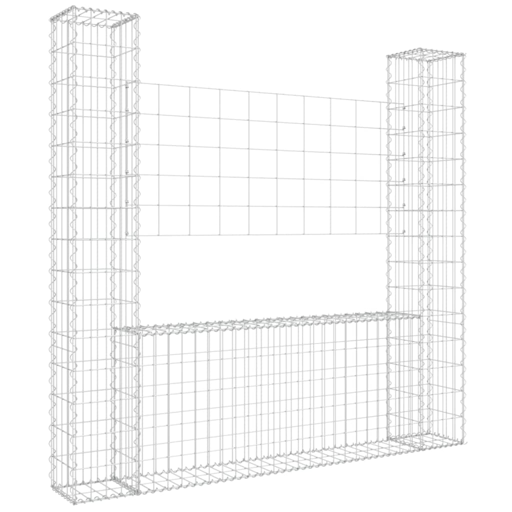 Schanskorf U-vormig met 2 palen 140x20x150 cm ijzer 140 x 20 x 150 cm