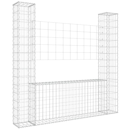 Schanskorf U-vormig met 2 palen 140x20x150 cm ijzer 140 x 20 x 150 cm