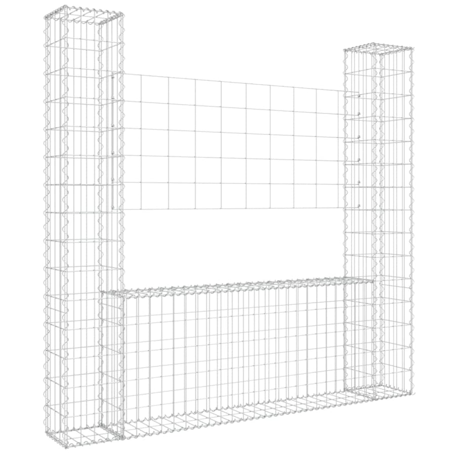 Schanskorf U-vormig met 2 palen 140x20x150 cm ijzer 140 x 20 x 150 cm