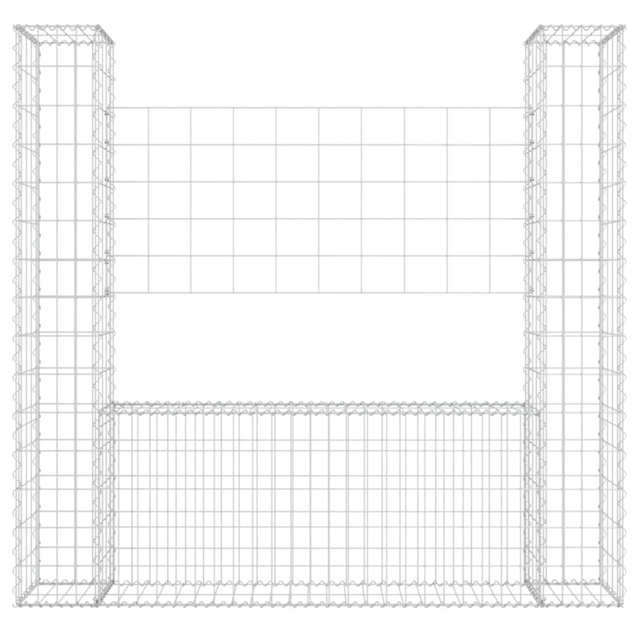 Schanskorf U-vormig met 2 palen 140x20x150 cm ijzer 140 x 20 x 150 cm