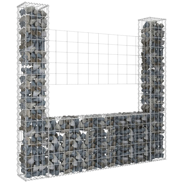 Schanskorf U-vormig met 2 palen 140x20x150 cm ijzer 140 x 20 x 150 cm