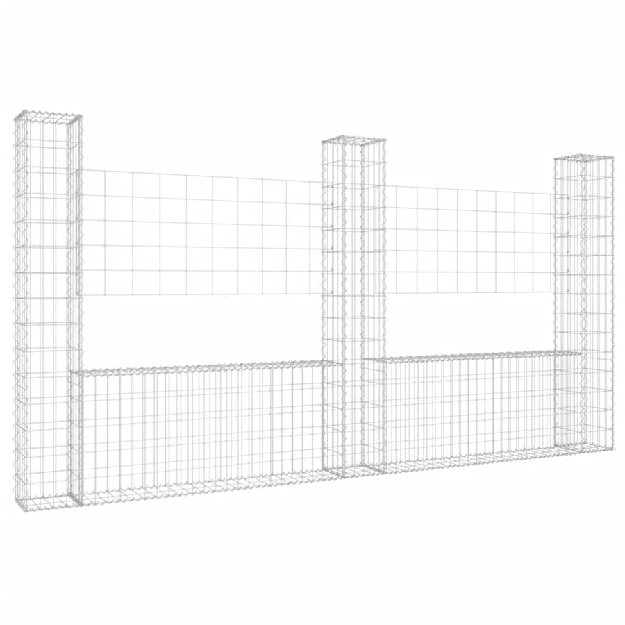 Schanskorf U-vormig met 3 palen 260x20x150 cm ijzer 260 x 20 x 150 cm