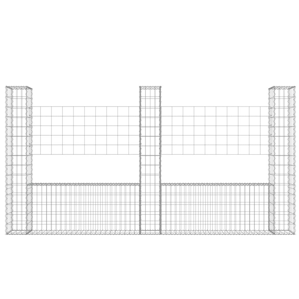 Schanskorf U-vormig met 3 palen 260x20x150 cm ijzer 260 x 20 x 150 cm