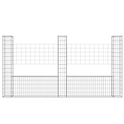 Schanskorf U-vormig met 3 palen 260x20x150 cm ijzer 260 x 20 x 150 cm