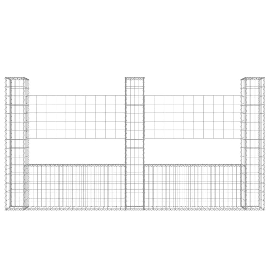Schanskorf U-vormig met 3 palen 260x20x150 cm ijzer 260 x 20 x 150 cm