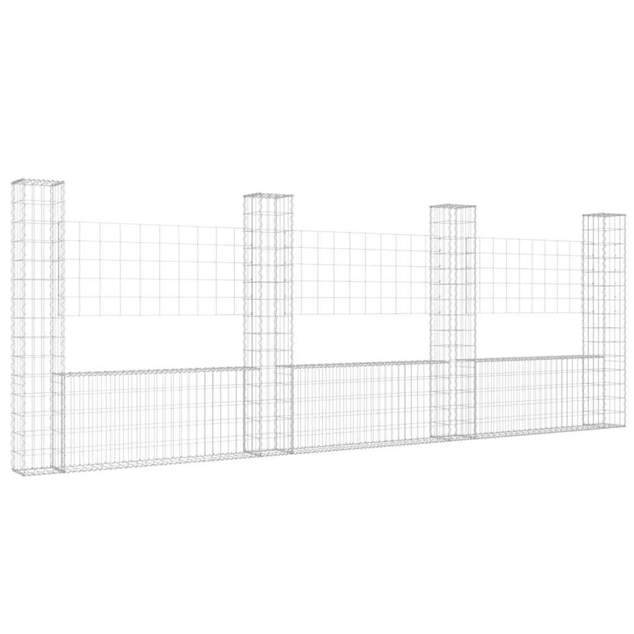 Schanskorf U-Vormig Met 4 Palen Ijzer 380 x 20 x 150 cm