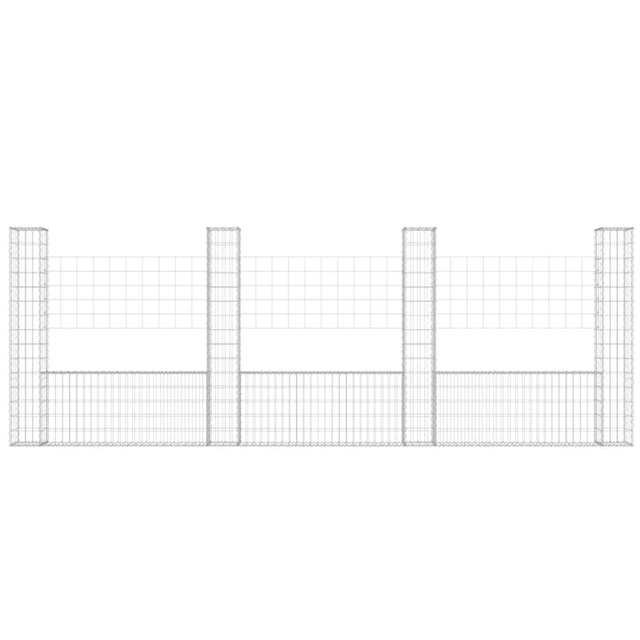 Schanskorf U-Vormig Met 4 Palen Ijzer 380 x 20 x 150 cm