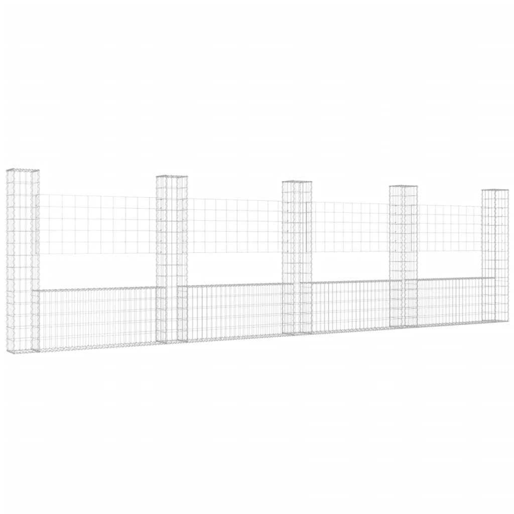 Schanskorf U-vormig met 5 palen 500x20x150 cm ijzer 500 x 20 x 150 cm