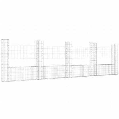 Schanskorf U-vormig met 5 palen 500x20x150 cm ijzer 500 x 20 x 150 cm