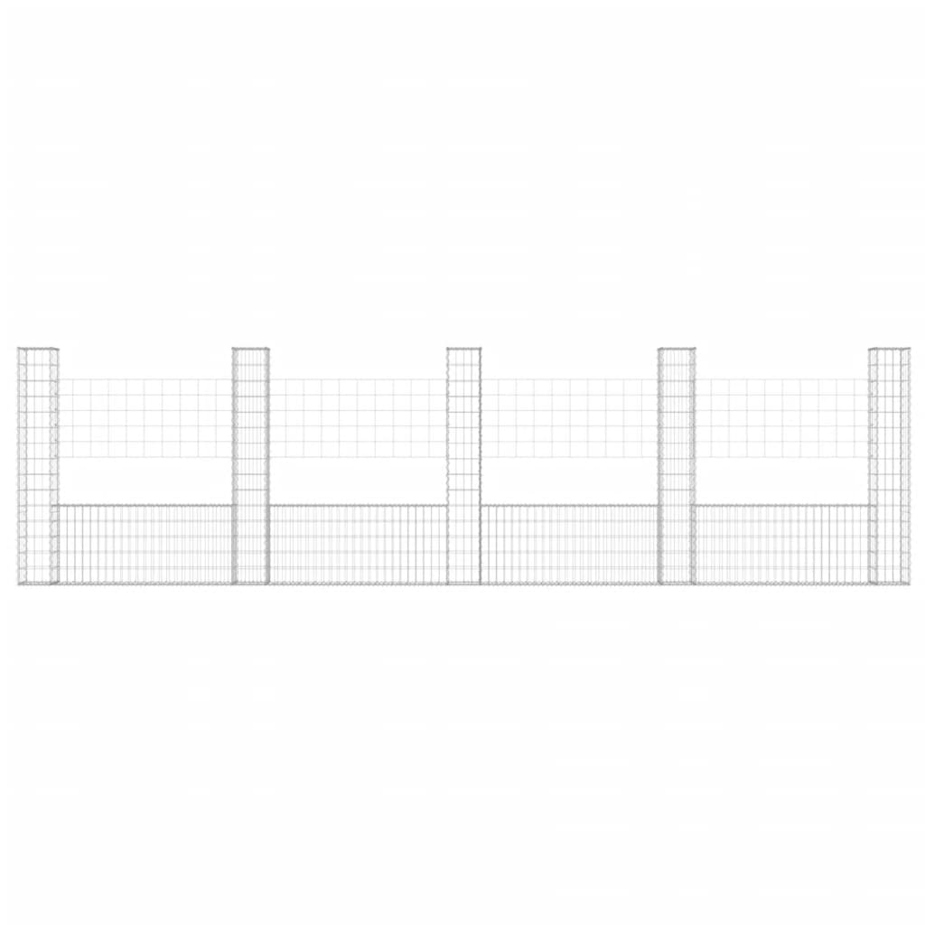 Schanskorf U-vormig met 5 palen 500x20x150 cm ijzer 500 x 20 x 150 cm