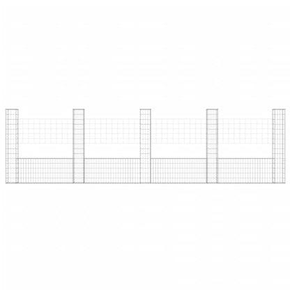 Schanskorf U-vormig met 5 palen 500x20x150 cm ijzer 500 x 20 x 150 cm