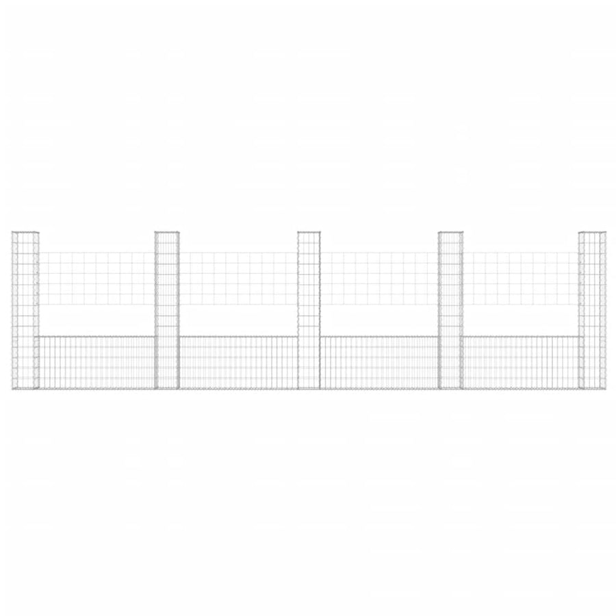 Schanskorf U-vormig met 5 palen 500x20x150 cm ijzer 500 x 20 x 150 cm