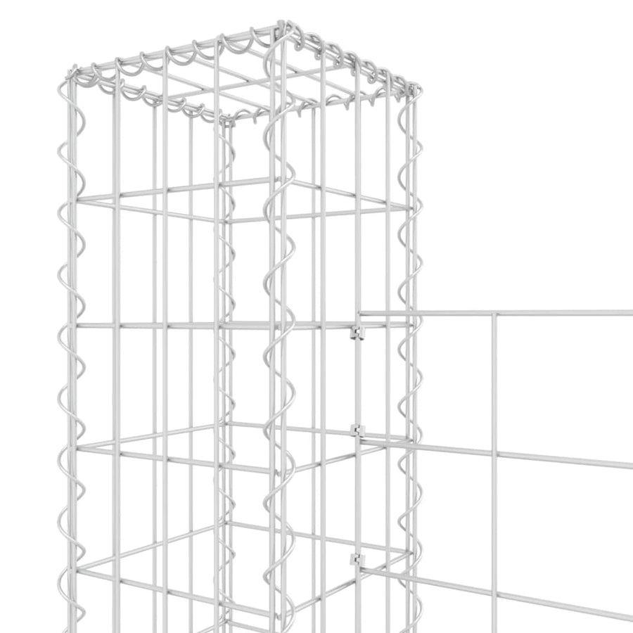 Schanskorf U-vormig met 5 palen 500x20x150 cm ijzer 500 x 20 x 150 cm