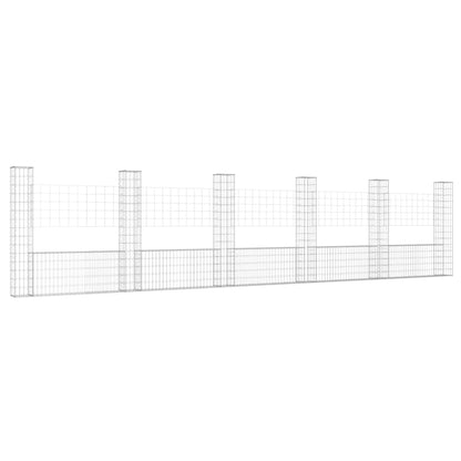 Schanskorf U-vormig met 6 palen 620x20x150 cm ijzer 620 x 20 x 150 cm
