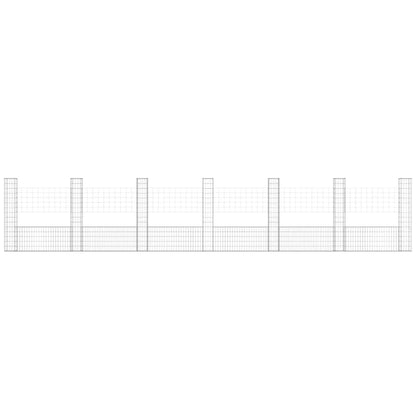 Schanskorf U-vormig met 7 palen 740x20x150 cm ijzer 740 x 20 x 150 cm