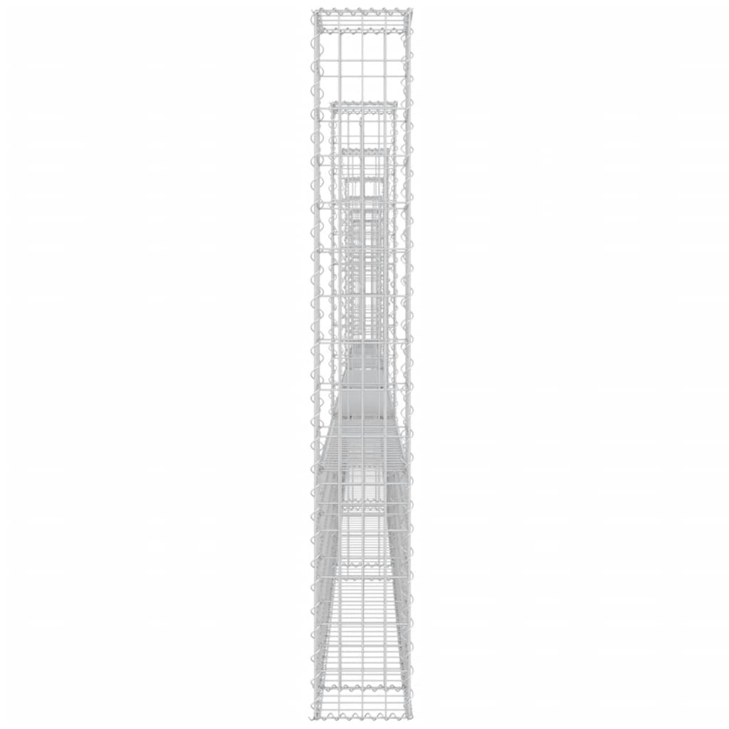 Schanskorf U-vormig met 7 palen 740x20x150 cm ijzer 740 x 20 x 150 cm