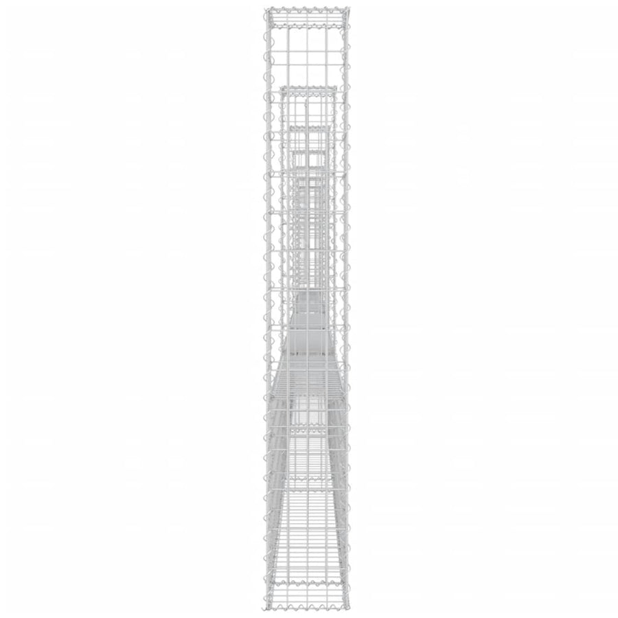 Schanskorf U-vormig met 7 palen 740x20x150 cm ijzer 740 x 20 x 150 cm