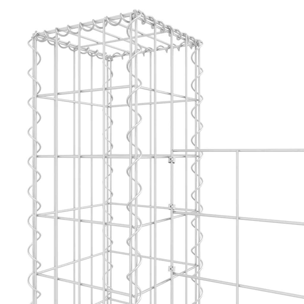 Schanskorf U-vormig met 7 palen 740x20x150 cm ijzer 740 x 20 x 150 cm