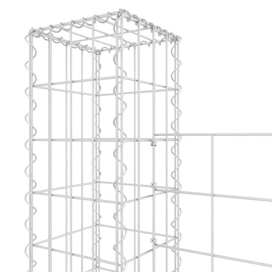 Schanskorf U-vormig met 7 palen 740x20x150 cm ijzer 740 x 20 x 150 cm