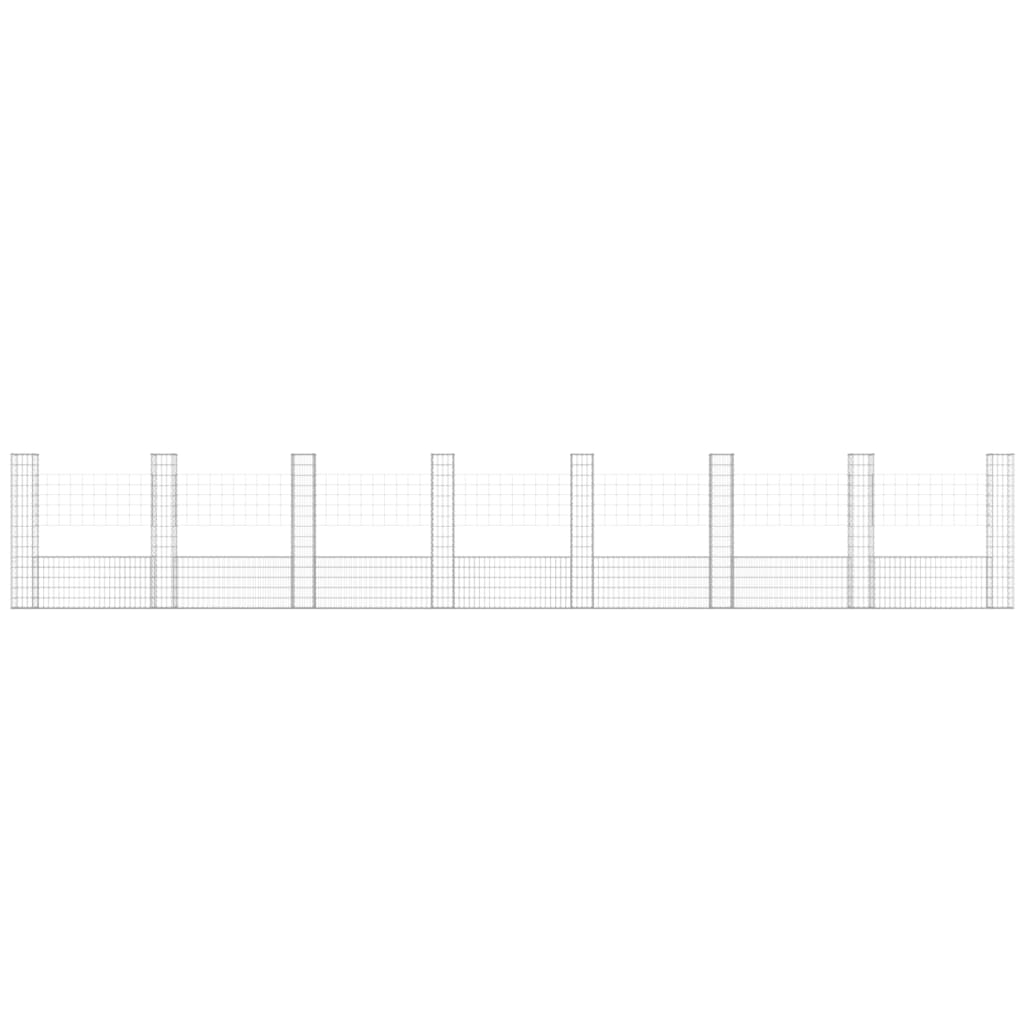 Schanskorf U-vormig met 8 palen 860x20x150 cm ijzer 860 x 20 x 150 cm