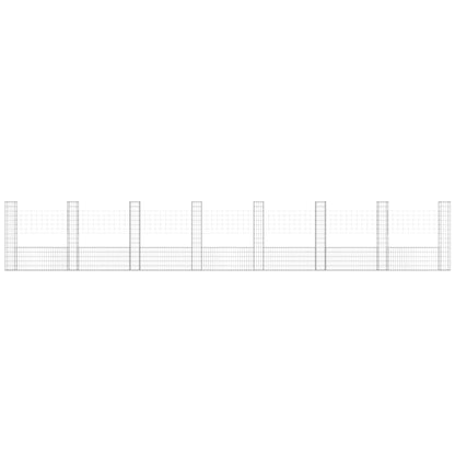 Schanskorf U-vormig met 8 palen 860x20x150 cm ijzer 860 x 20 x 150 cm