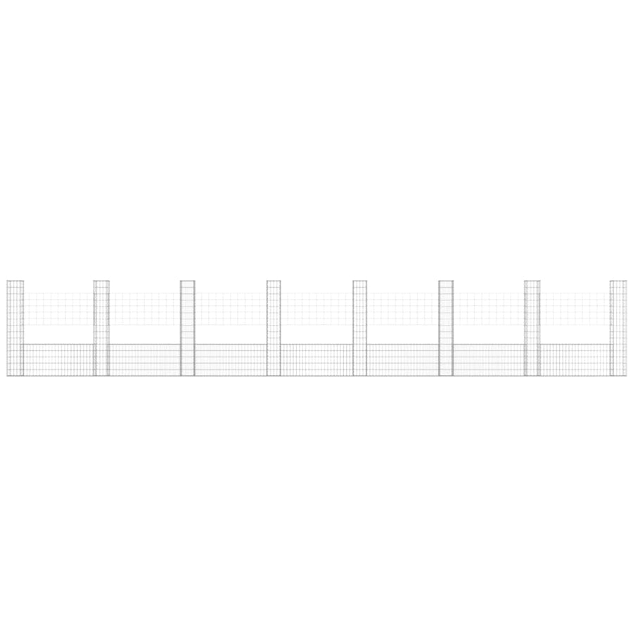 Schanskorf U-vormig met 8 palen 860x20x150 cm ijzer 860 x 20 x 150 cm