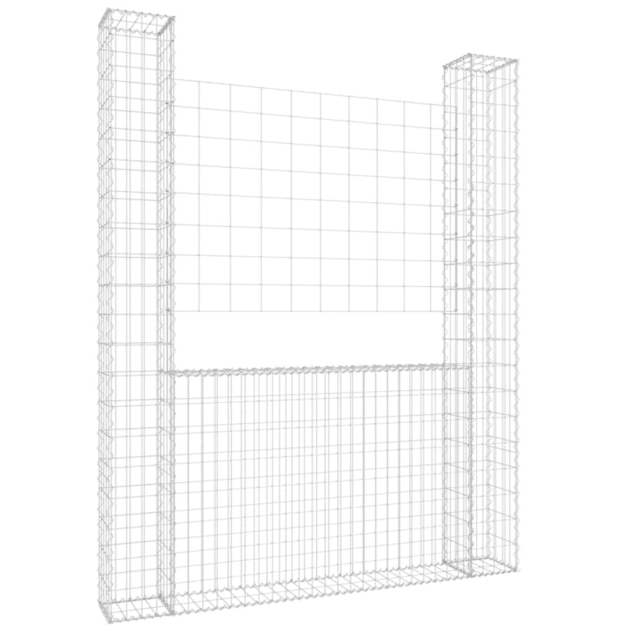 Schanskorf U-vormig met 2 palen 140x20x200 cm ijzer 140 x 20 x 200 cm