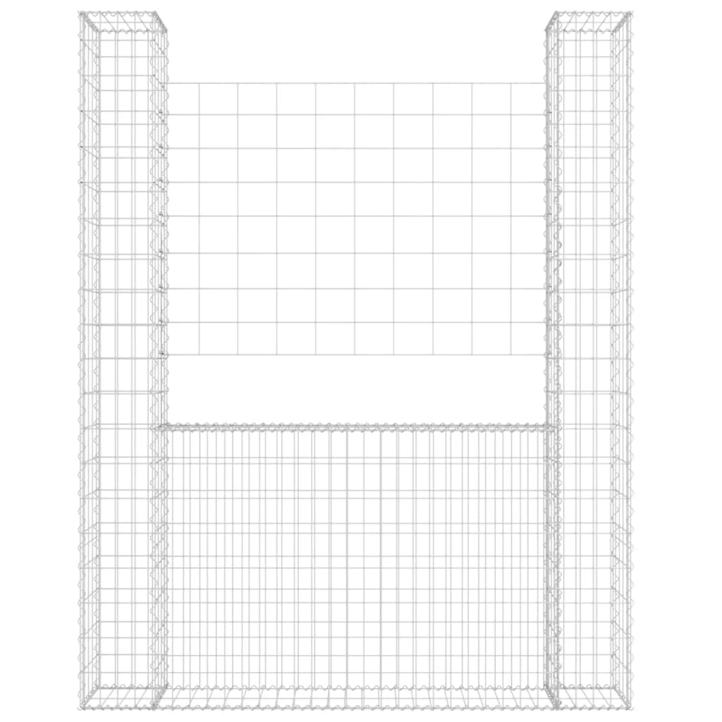 Schanskorf U-vormig met 2 palen 140x20x200 cm ijzer 140 x 20 x 200 cm